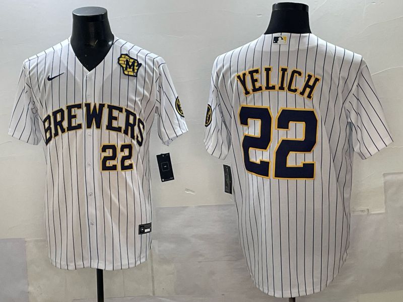 Men Nike Milwaukee Brewers #22 Yelich white MLB 2025 jersey 07->milwaukee brewers->MLB Jersey